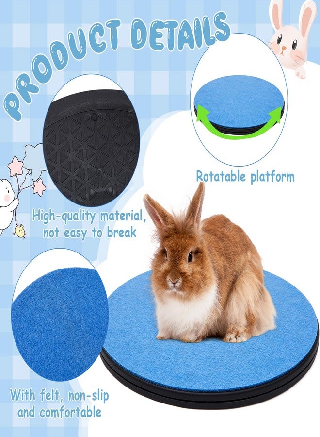 AceOrbit Rabbit Grooming Kit Pet Rotating Platform Spinning Mat Non Slip Blue Felt Bunny Groom Accessory Supply for Guinea Pigs Rat Hedgehog Gerbil Christmas Party Gifts for Rabbit Small Pets Breeder - Image 3
